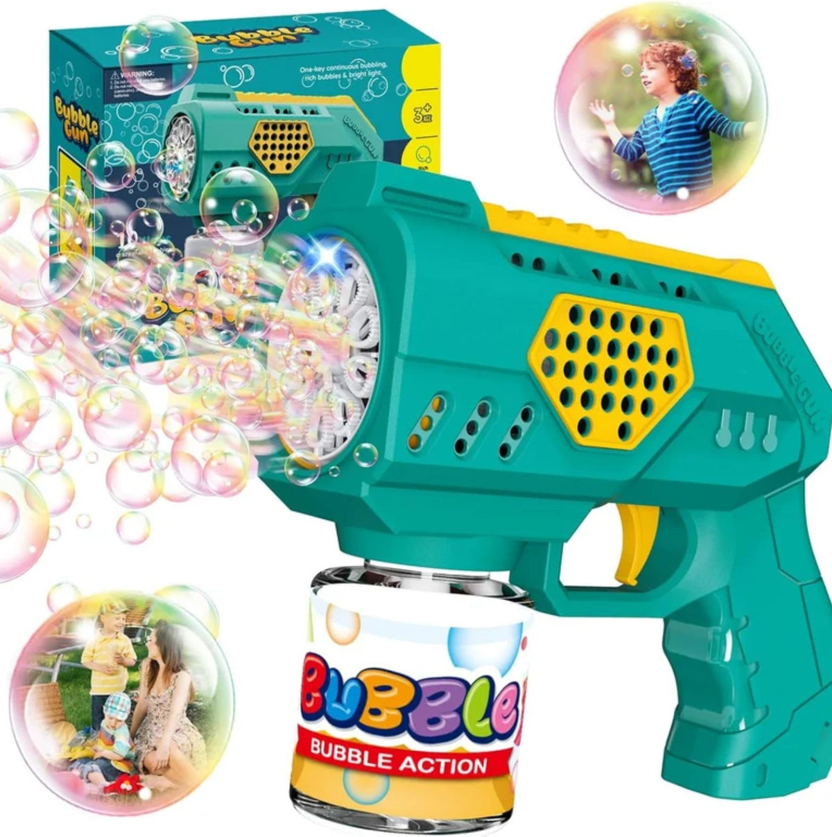 10-Hole Automatic Bubble Maker Gun for Kids with LED Lights