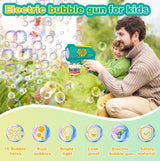 10-Hole Automatic Bubble Maker Gun for Kids with LED Lights