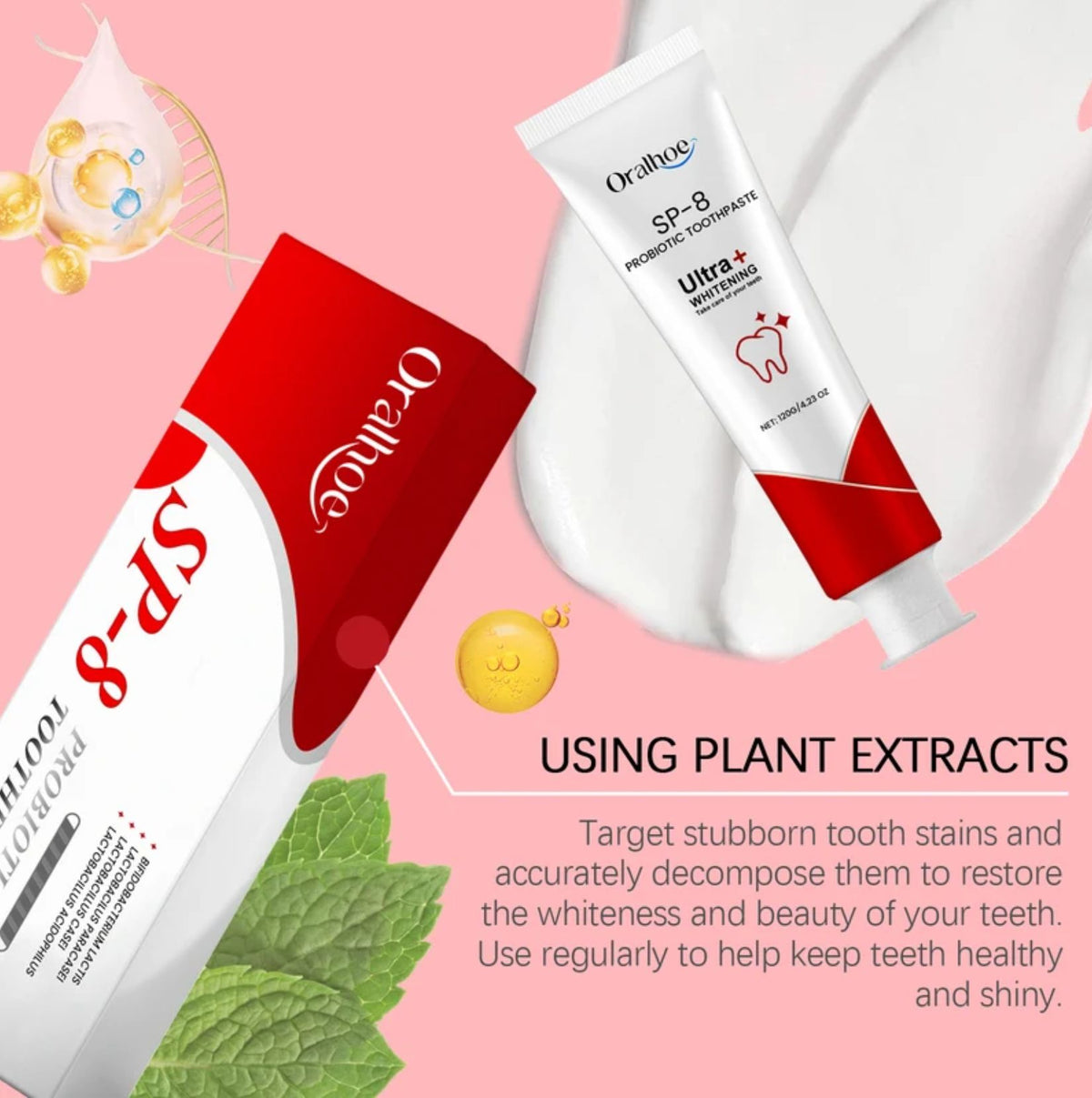 ORALHOE SP-8 Probiotic Toothpaste 120g – Whitening, Stain Removal, Deep Cleaning & Fresh Breath