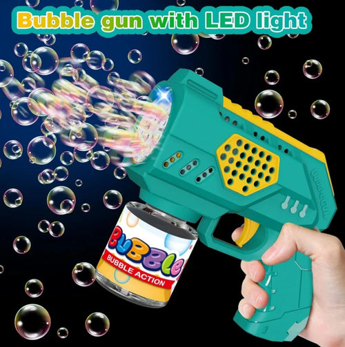 10-Hole Automatic Bubble Maker Gun for Kids with LED Lights