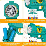 10-Hole Automatic Bubble Maker Gun for Kids with LED Lights