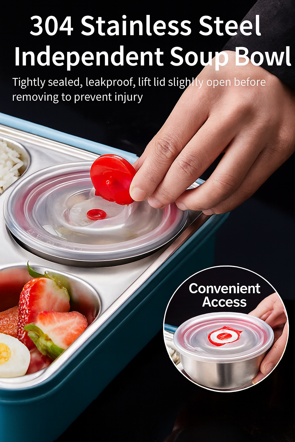 5 Compartments - Leak Proof Lunch Box