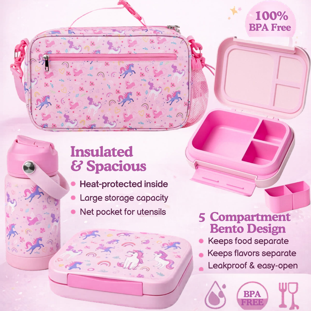 Unicorn Lunch Box for School Kids