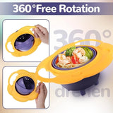 360° Spill-Resistant Baby Gyro Bowl with Easy-Grip Handles