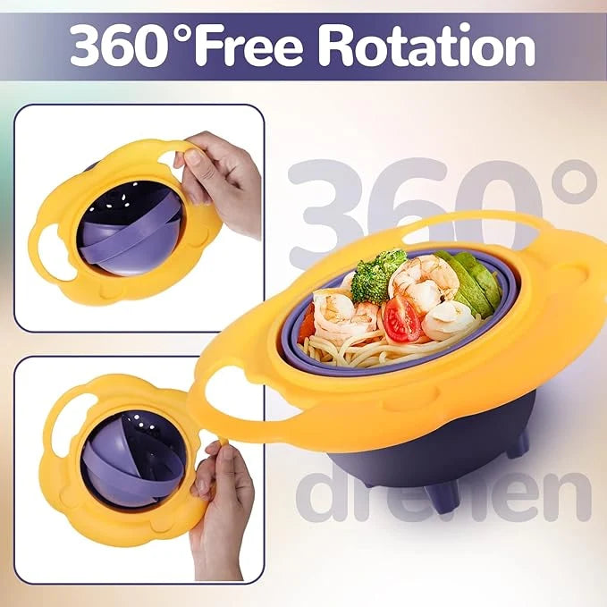 360° Spill-Resistant Baby Gyro Bowl with Easy-Grip Handles