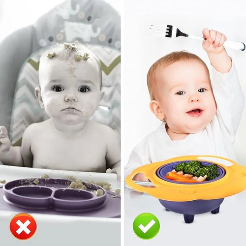 360° Spill-Resistant Baby Gyro Bowl with Easy-Grip Handles