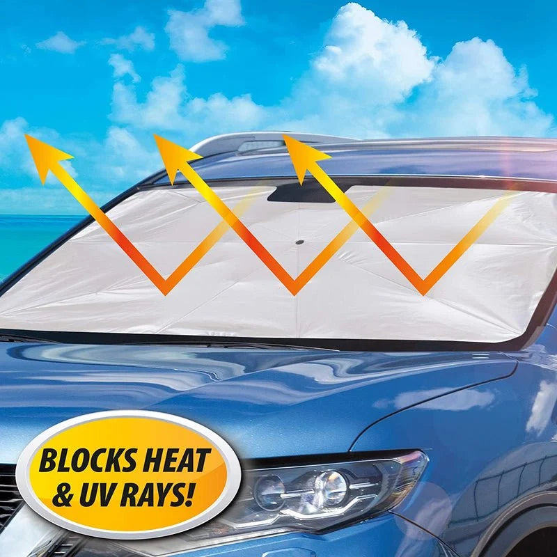 Windshield Sun Shade by Arctic Air, Compact Design Pops Open Like an Umbrella and Fits Cars