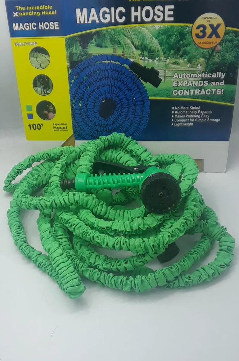 100FT Expandable Garden Hose with Multi, Function Spray Nozzle