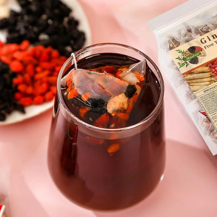 Ginseng Five Treasures Herbal Tea, Natural Chinese Tea Bags