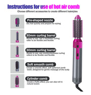 TP-5+1 5 in 1 Hot Air Hair Styler Brush, 1000W, with Multiple Attachments for Drying