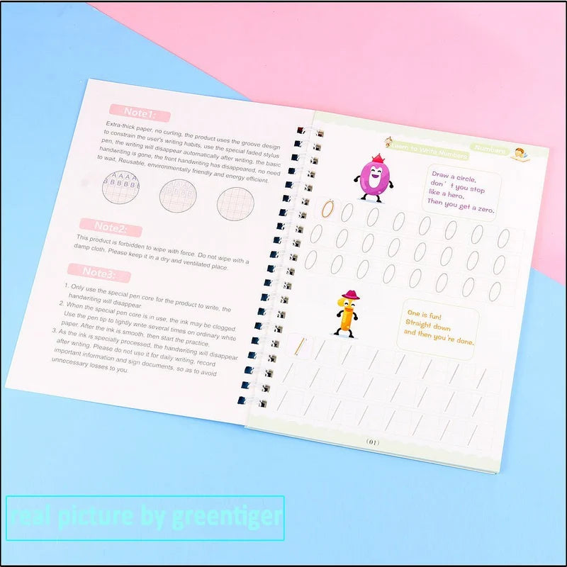 Magic Copybook Set, Reusable English Handwriting Practice Books
