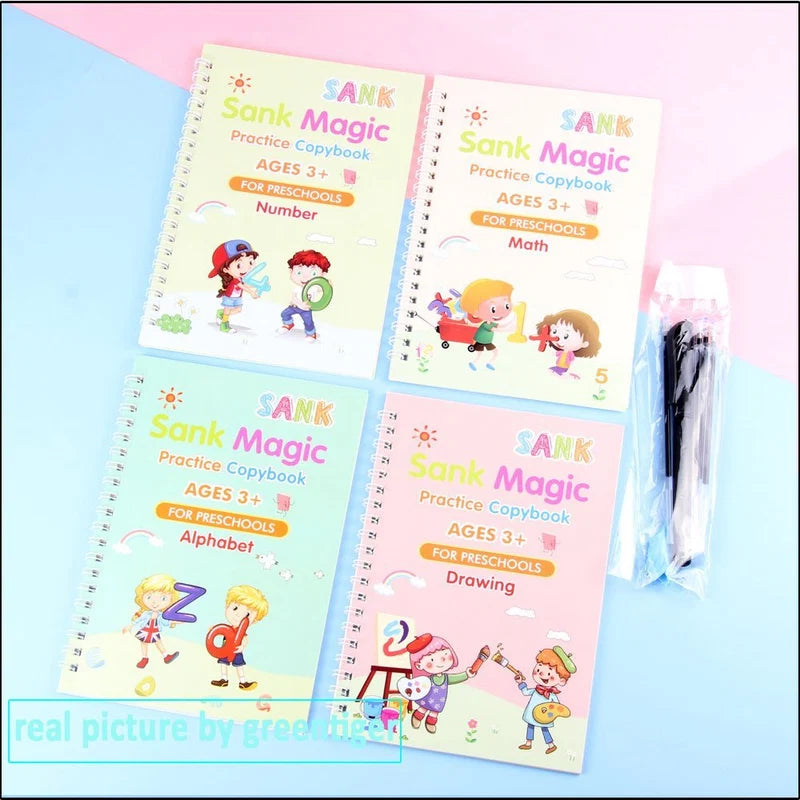 Magic Copybook Set, Reusable English Handwriting Practice Books