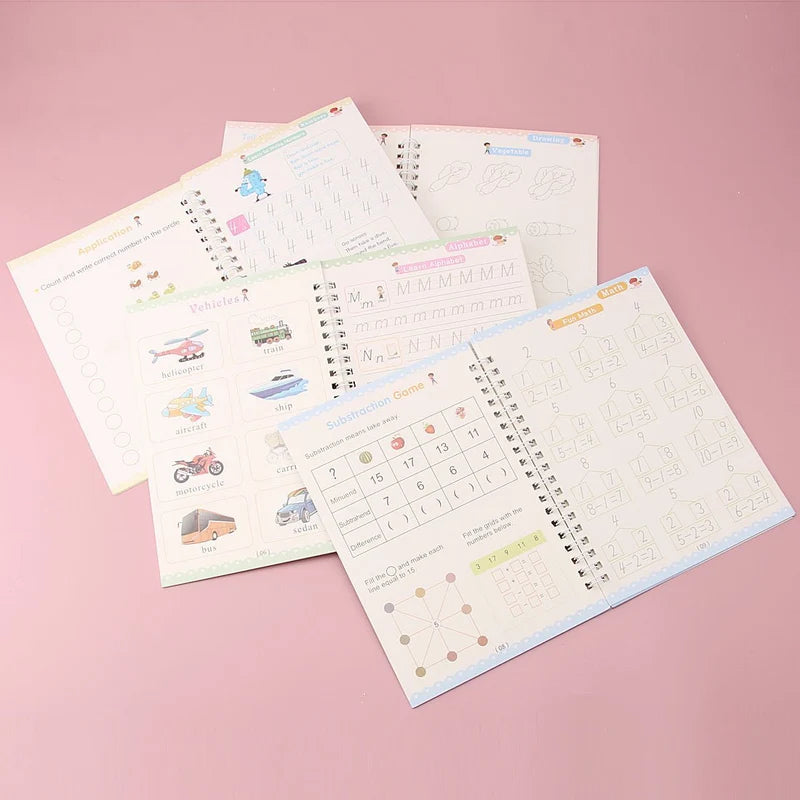 Magic Copybook Set, Reusable English Handwriting Practice Books