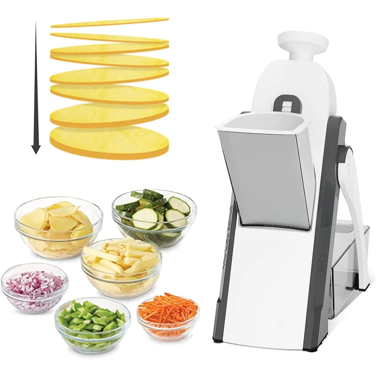 4-in-1 Manual Vegetable Slicer & Cutter, Adjustable Mandoline Chopper