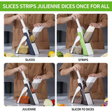 4-in-1 Manual Vegetable Slicer & Cutter, Adjustable Mandoline Chopper
