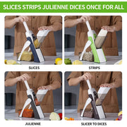 4-in-1 Manual Vegetable Slicer & Cutter, Adjustable Mandoline Chopper