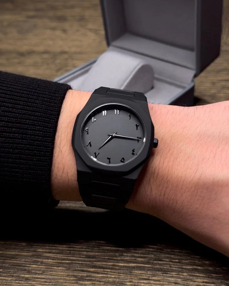 Stainless Steel Arabic Watch, Elegant Arabic Numbers Dial