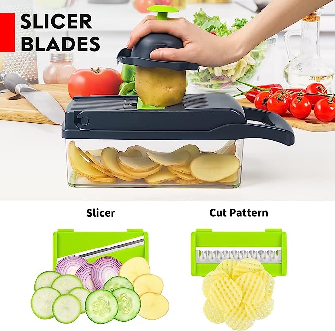 8-in-1 Vegetable Chopper, Slicer & Grater, Multi-Function Food Cutter