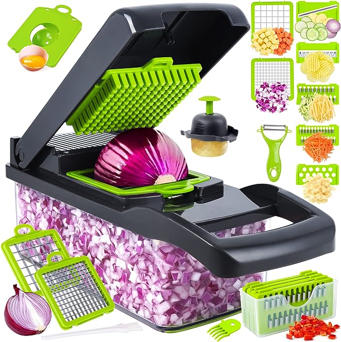 8-in-1 Vegetable Chopper, Slicer & Grater, Multi-Function Food Cutter