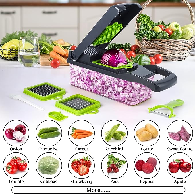 8-in-1 Vegetable Chopper, Slicer & Grater, Multi-Function Food Cutter