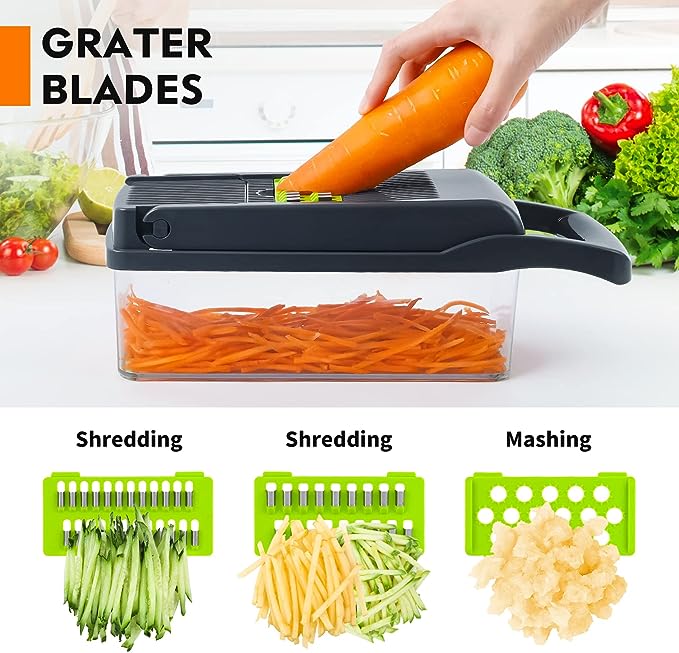 8-in-1 Vegetable Chopper, Slicer & Grater, Multi-Function Food Cutter